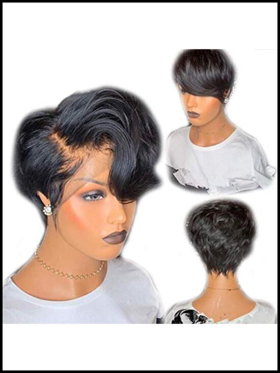 Short Pixie Cut Bob Wig Lace Front Human Hair Glueless Pre Plucked 150% Density main image 2